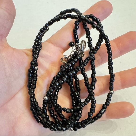 SILPADA Triple 3 Strand Black Glass Beads & Sterling Silver Beads Necklace - Picture 10 of 16
